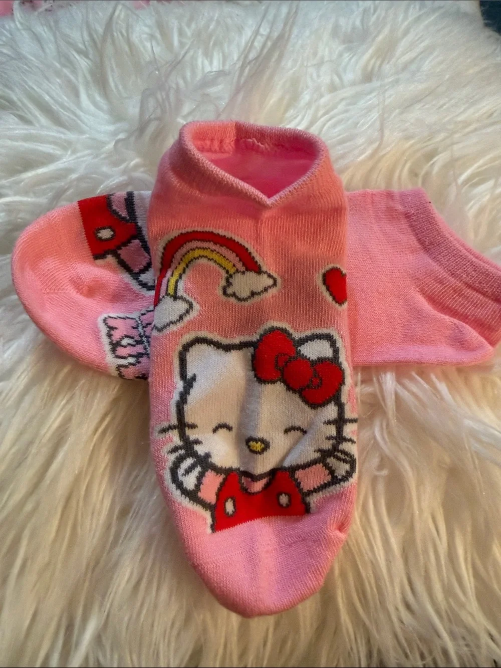 Sanrio Pink Hello Kitty Low-Cut Socks with Red Hearts